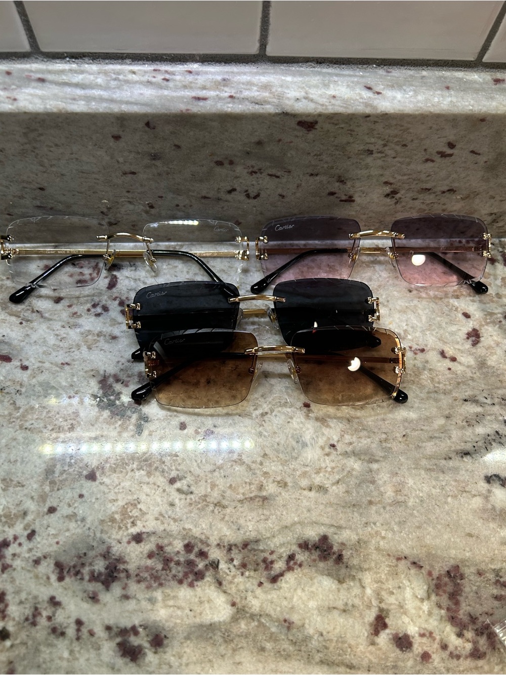 4 pairs👀🧼 Rimless Square Sunglasses - Multiple Lens Colors